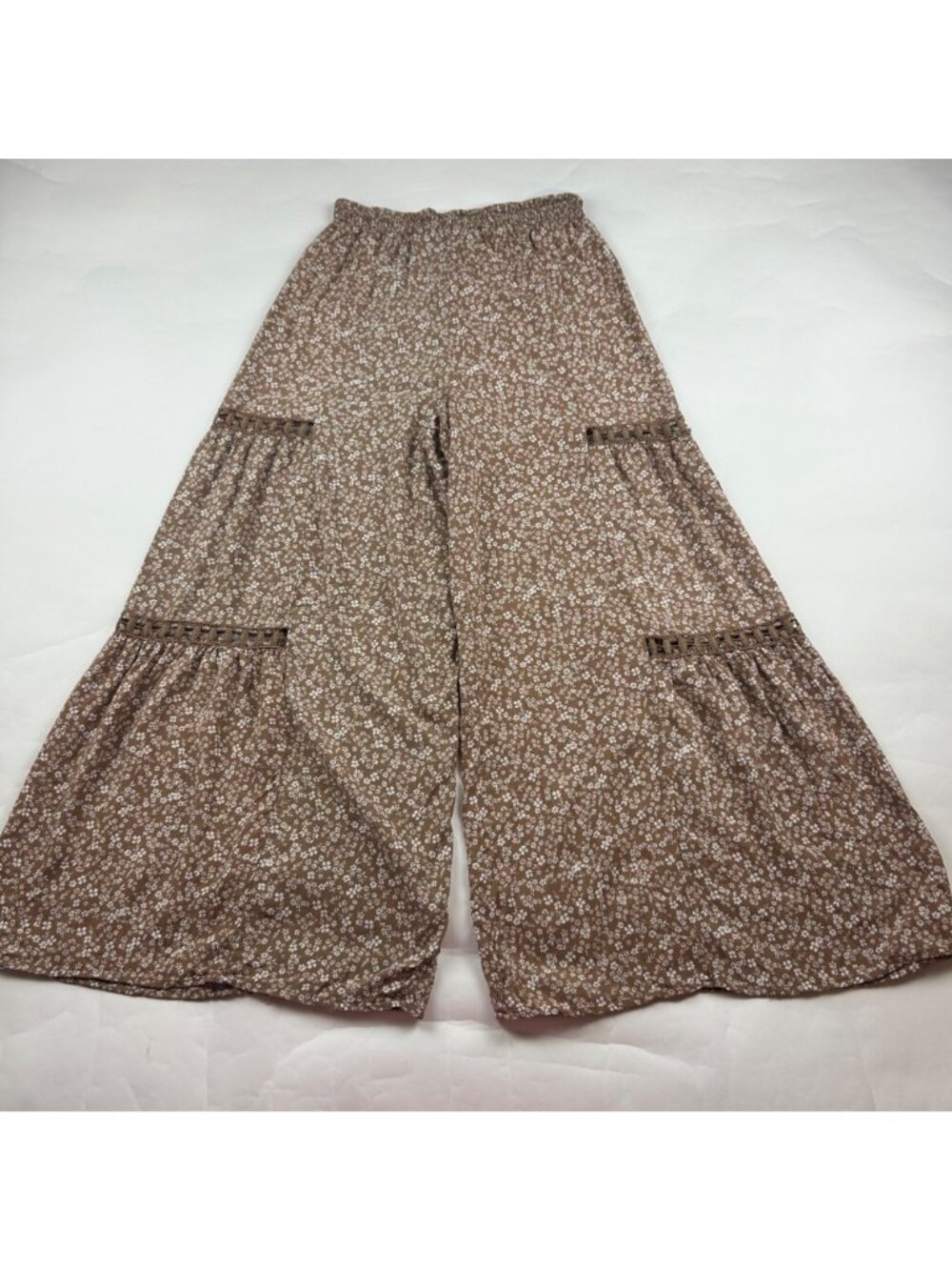 Rachel Paige Brown Floral Lace Accent Lounge Pant L - Picture 4 of 6